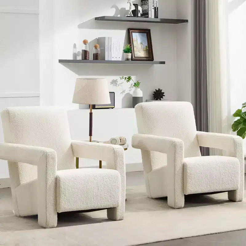 Hyleory Modern Accent Chair, Upholstered Lamb Fleece Frog Armchair for Living Room Makeup Room Bedroom(set of 2)