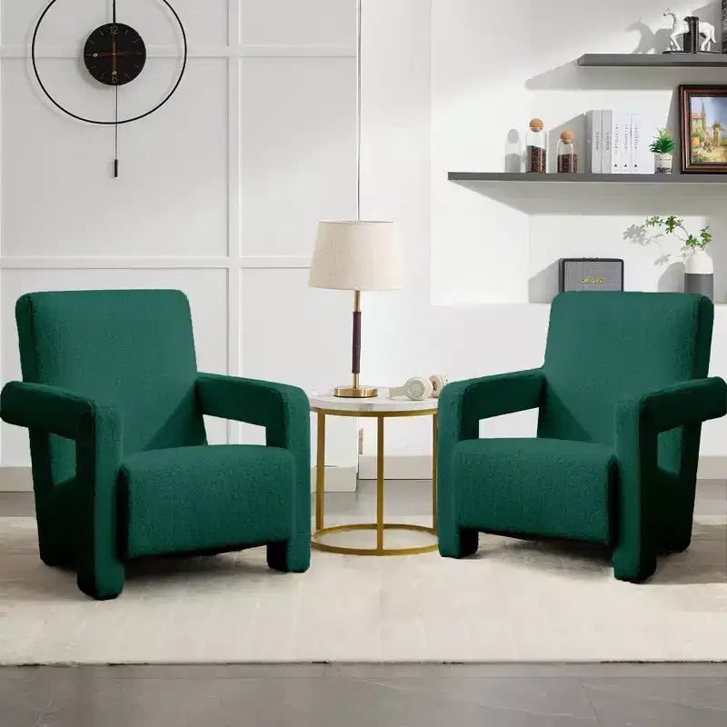 Hyleory Fauteuil d'appoint moderne, fauteuil crapaud en polaire d'agneau rembourré pour salon, salle de maquillage, chambre à coucher (lot de 2)