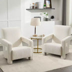 Hyleory Fauteuil d'appoint moderne, fauteuil crapaud en polaire d'agneau rembourré pour salon, salle de maquillage, chambre à coucher (lot de 2)
