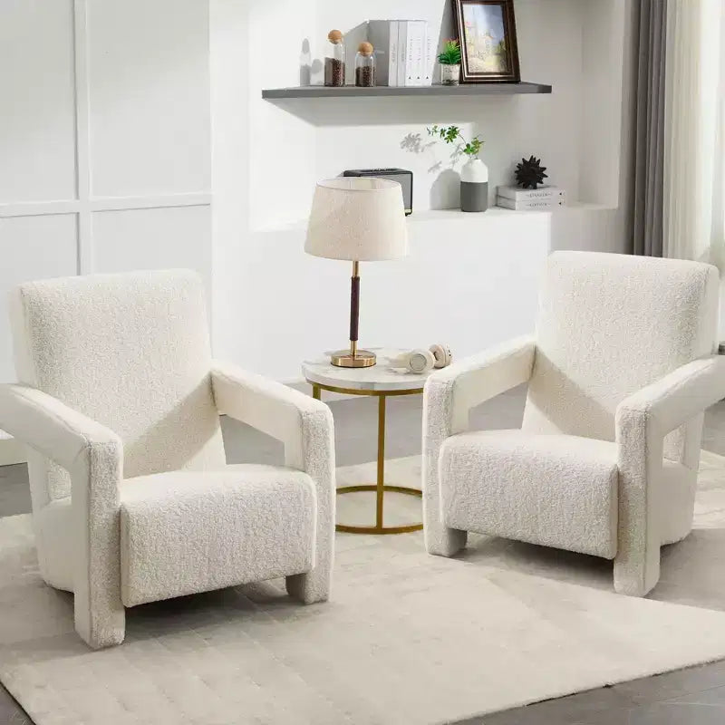 Hyleory Fauteuil d'appoint moderne, fauteuil crapaud en polaire d'agneau rembourré pour salon, salle de maquillage, chambre à coucher (lot de 2)