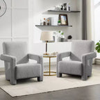 Hyleory Fauteuil d'appoint moderne, fauteuil crapaud en polaire d'agneau rembourré pour salon, salle de maquillage, chambre à coucher (lot de 2)