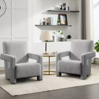 Hyleory Fauteuil d'appoint moderne, fauteuil crapaud en polaire d'agneau rembourré pour salon, salle de maquillage, chambre à coucher (lot de 2)
