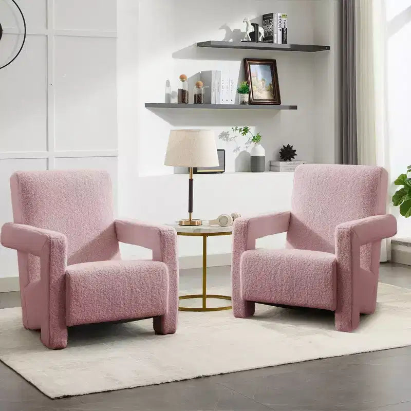 Hyleory Fauteuil d'appoint moderne, fauteuil crapaud en polaire d'agneau rembourré pour salon, salle de maquillage, chambre à coucher (lot de 2)
