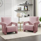 Hyleory Fauteuil d'appoint moderne, fauteuil crapaud en polaire d'agneau rembourré pour salon, salle de maquillage, chambre à coucher (lot de 2)