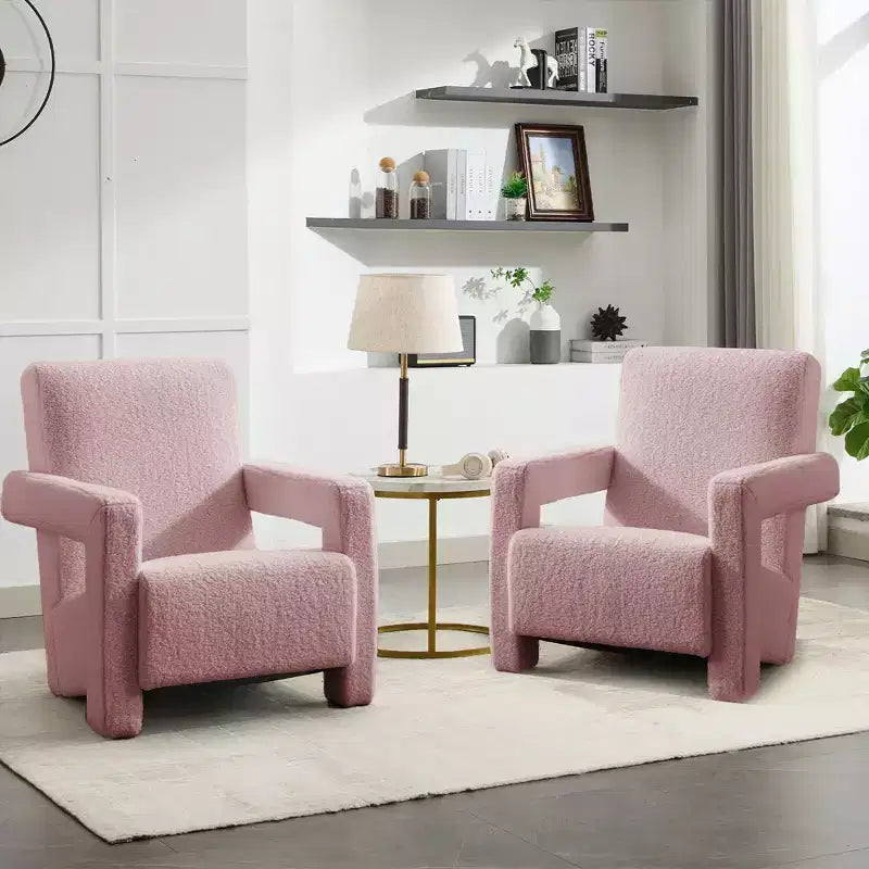 Hyleory Fauteuil d'appoint moderne, fauteuil crapaud en polaire d'agneau rembourré pour salon, salle de maquillage, chambre à coucher (lot de 2)