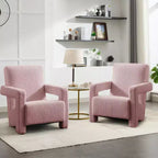 Hyleory Fauteuil d'appoint moderne, fauteuil crapaud en polaire d'agneau rembourré pour salon, salle de maquillage, chambre à coucher (lot de 2)