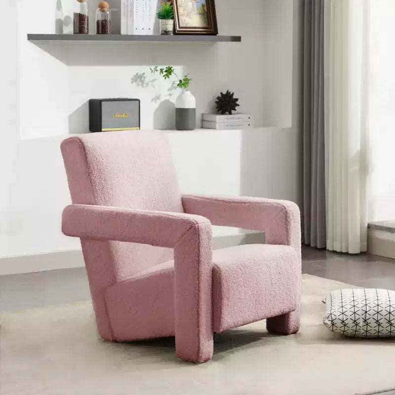 Hyleory Fauteuil d'appoint moderne, fauteuil crapaud en polaire d'agneau rembourré pour salon, salle de maquillage, chambre à coucher (lot de 2)