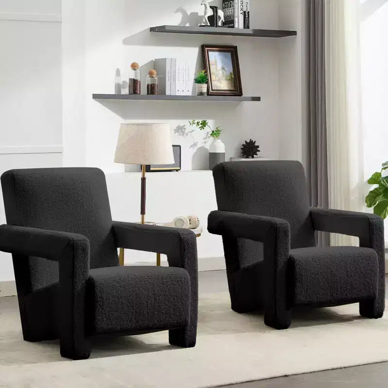 Hyleory Fauteuil d'appoint moderne, fauteuil crapaud en polaire d'agneau rembourré pour salon, salle de maquillage, chambre à coucher (lot de 2)