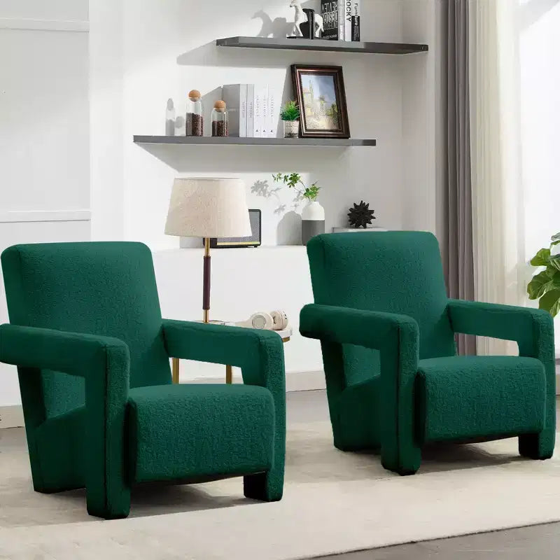 Hyleory Fauteuil d'appoint moderne, fauteuil crapaud en polaire d'agneau rembourré pour salon, salle de maquillage, chambre à coucher (lot de 2)