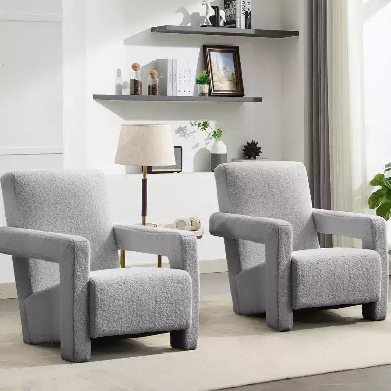 Hyleory Fauteuil d'appoint moderne, fauteuil crapaud en polaire d'agneau rembourré pour salon, salle de maquillage, chambre à coucher (lot de 2)
