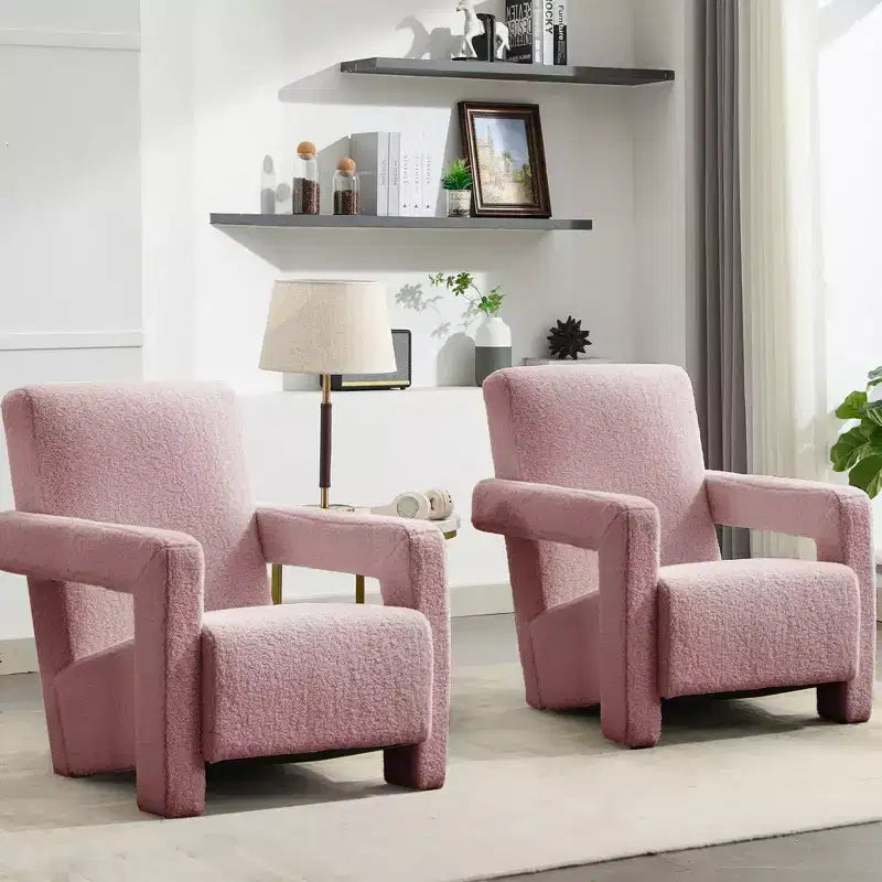 Hyleory Fauteuil d'appoint moderne, fauteuil crapaud en polaire d'agneau rembourré pour salon, salle de maquillage, chambre à coucher (lot de 2)