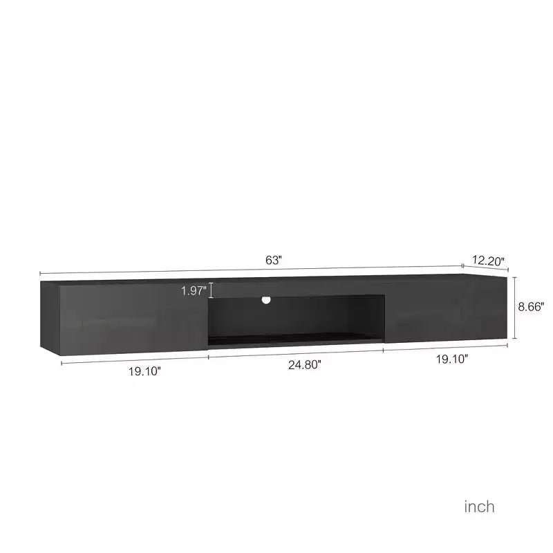 Meuble TV mural flottant avec gestion des câbles par télécommande, console multimédia, centre de divertissement
