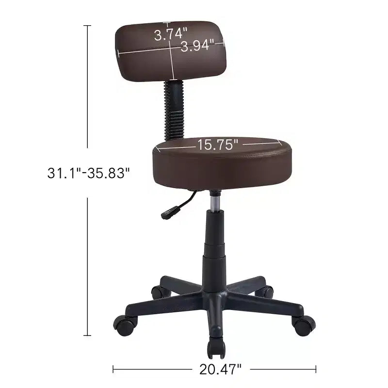 Tabouret roulant sans accoudoirs VECELO avec dossier pour garage, atelier, établi, salon