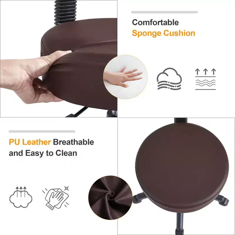 Tabouret roulant sans accoudoirs VECELO avec dossier pour garage, atelier, établi, salon