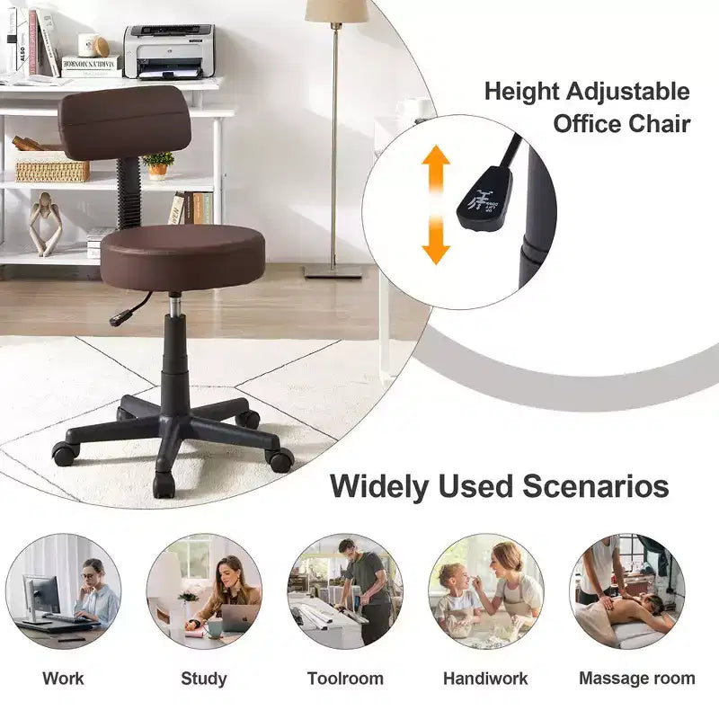 Tabouret roulant sans accoudoirs VECELO avec dossier pour garage, atelier, établi, salon