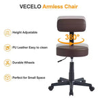 Tabouret roulant sans accoudoirs VECELO avec dossier pour garage, atelier, établi, salon