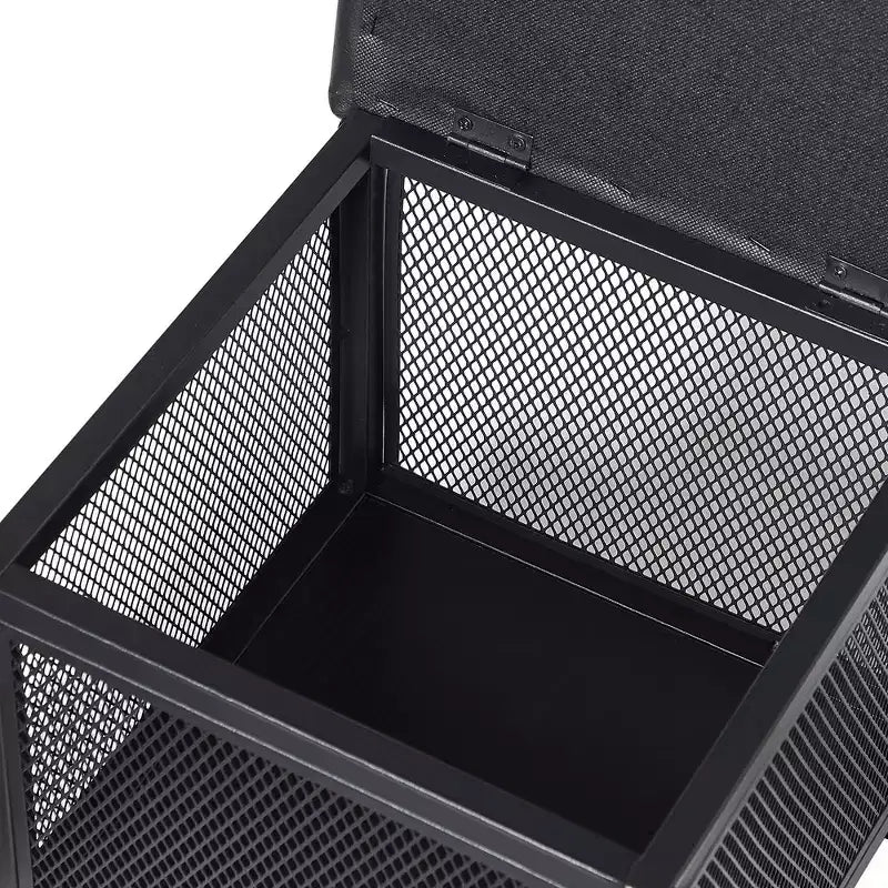 VECELO Pouf de rangement, Repose-pieds Tabouret, Petit pouf carré 35 cm H, Noir