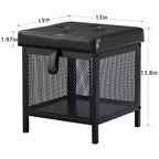 VECELO Pouf de rangement, Repose-pieds Tabouret, Petit pouf carré 35 cm H, Noir