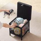 VECELO Pouf de rangement, Repose-pieds Tabouret, Petit pouf carré 35 cm H, Noir