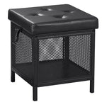 VECELO Pouf de rangement, Repose-pieds Tabouret, Petit pouf carré 35 cm H, Noir