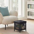 VECELO Pouf de rangement, Repose-pieds Tabouret, Petit pouf carré 35 cm H, Noir