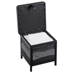 VECELO Pouf de rangement, Repose-pieds Tabouret, Petit pouf carré 35 cm H, Noir