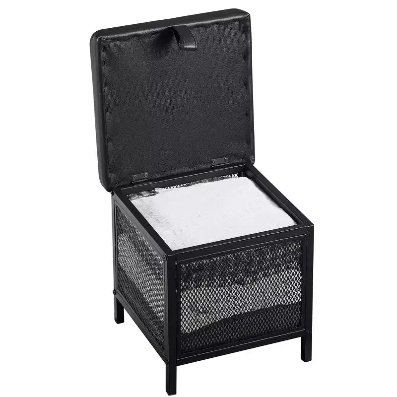 VECELO Pouf de rangement, Repose-pieds Tabouret, Petit pouf carré 35 cm H, Noir