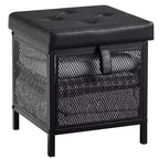 VECELO Pouf de rangement, Repose-pieds Tabouret, Petit pouf carré 35 cm H, Noir
