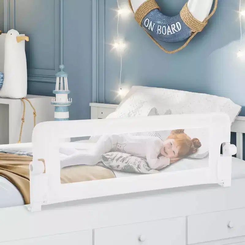Costway 1/2 PCS Barrière de lit pliable 42" pour tout-petit avec sangle de sécurité réglable Barrière de lit blanche