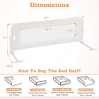 Costway 1/2 PCS Barrière de lit pliable 42" pour tout-petit avec sangle de sécurité réglable Barrière de lit blanche