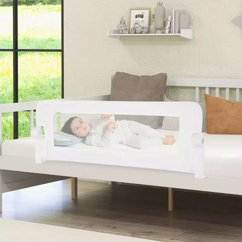 Costway 1/2 PCS Barrière de lit pliable 42" pour tout-petit avec sangle de sécurité réglable Barrière de lit blanche