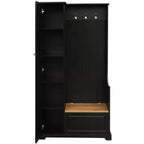 Porte-manteau avec banc rabattable, banc d'entrée avec patère, banc de rangement autoportant pour buanderie, salon, entrée