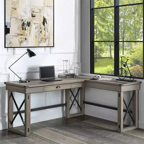 Bureau Talmar 170 cm avec base en bois et tiroir classeur - Acme Furniture