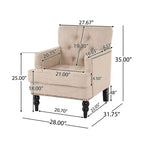 Fauteuil d'appoint rembourré 28W, fauteuil club avec dossier touffeté 4B - ModernLuxe