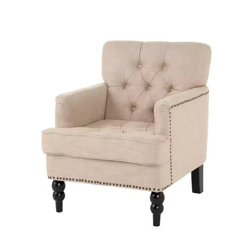 Fauteuil d'appoint rembourré 28W, fauteuil club avec dossier touffeté 4B - ModernLuxe