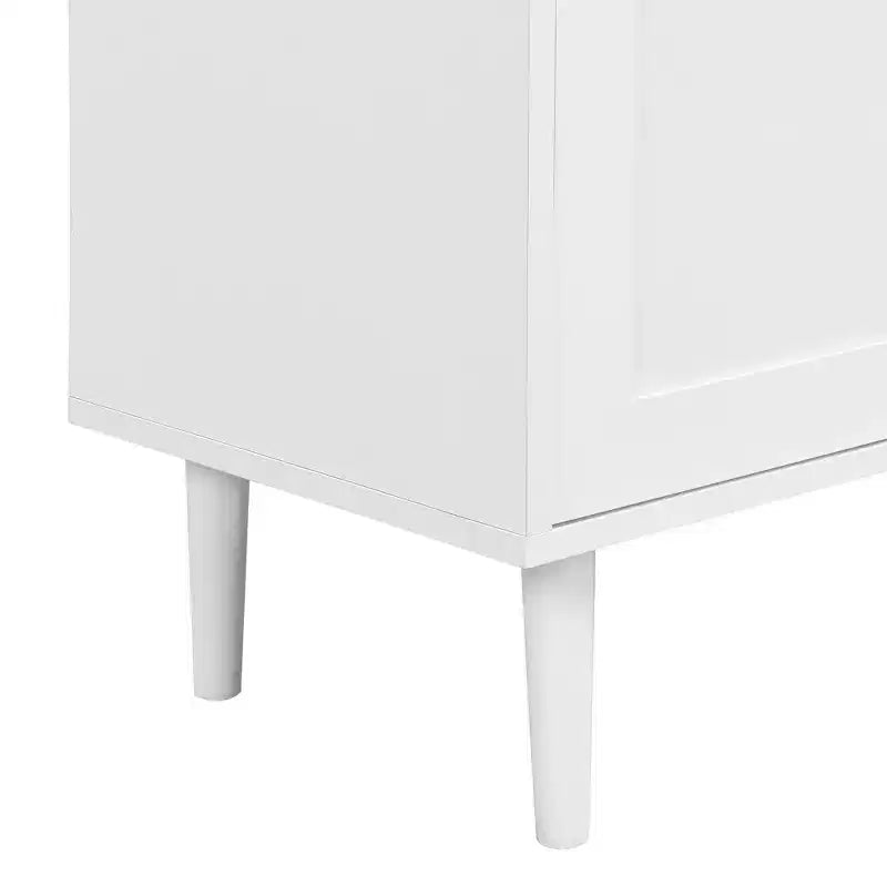 Meuble à chaussures élégant avec portes cintrées et tiroir, buffet de rangement avec étagères réglables et pieds en bois massif 4B - ModernLuxe