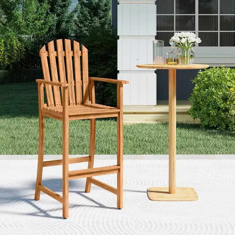 Costway Tabouret de bar d'extérieur en PEHD, Chaise haute de patio, Accoudoirs, Repose-pieds, Tous temps Bleu marine/Turquoise/Gris/Noir