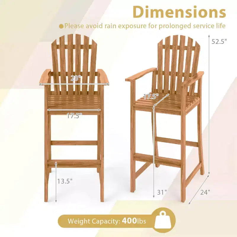 Costway Tabouret de bar d'extérieur en PEHD, Chaise haute de patio, Accoudoirs, Repose-pieds, Tous temps Bleu marine/Turquoise/Gris/Noir