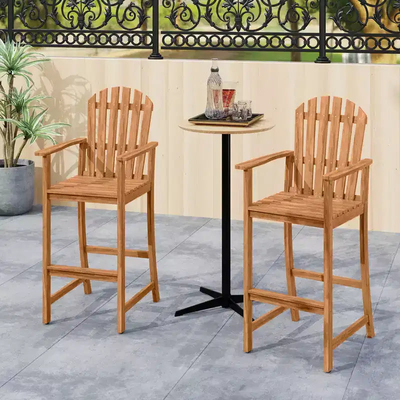 Costway Tabouret de bar d'extérieur en PEHD, Chaise haute de patio, Accoudoirs, Repose-pieds, Tous temps Bleu marine/Turquoise/Gris/Noir