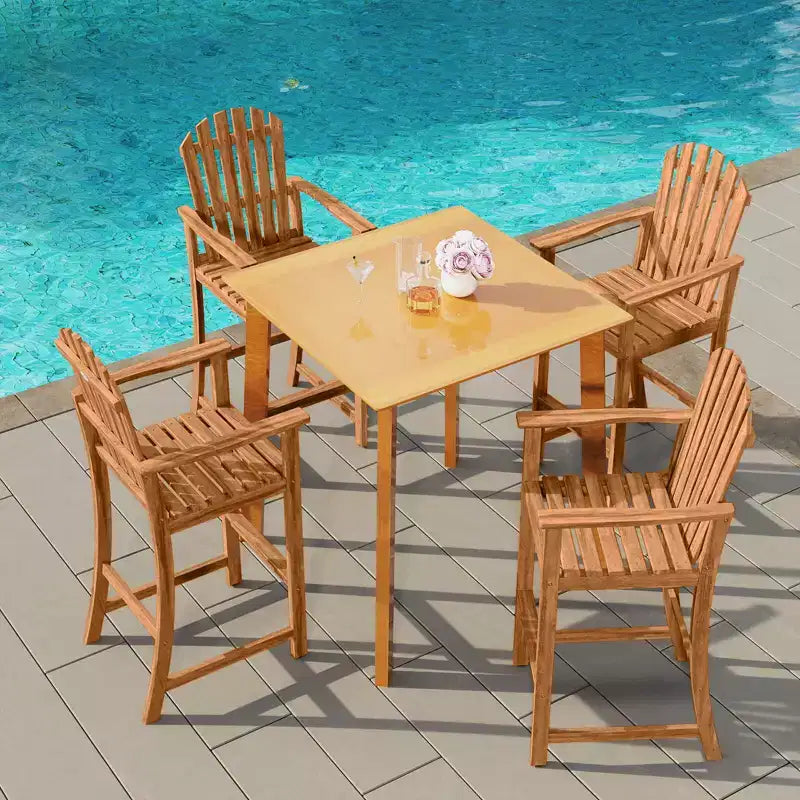 Costway Tabouret de bar d'extérieur en PEHD, Chaise haute de patio, Accoudoirs, Repose-pieds, Tous temps Bleu marine/Turquoise/Gris/Noir