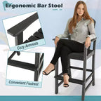 Costway Tabouret de bar d'extérieur en PEHD, Chaise haute de patio, Accoudoirs, Repose-pieds, Tous temps Bleu marine/Turquoise/Gris/Noir