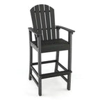 Costway Outdoor HDPE Bar Height Stool Patio Tall Chair Armrest Footrest All Weather Navy/Turquoise/Grey/Black