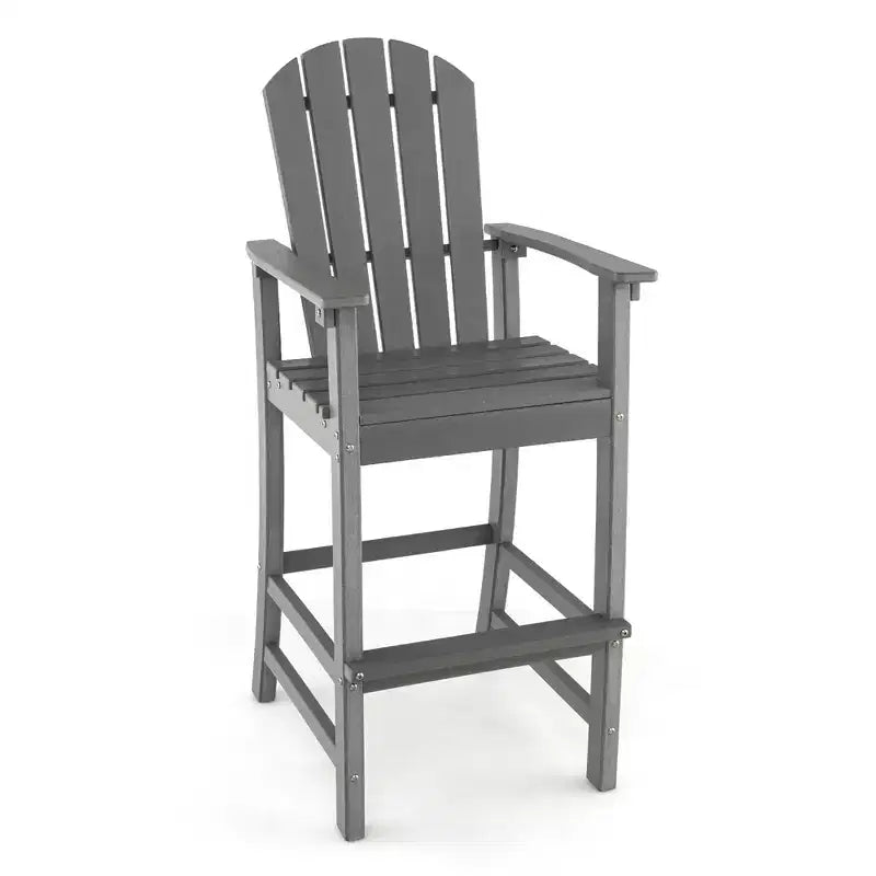 Costway Tabouret de bar d'extérieur en PEHD, Chaise haute de patio, Accoudoirs, Repose-pieds, Tous temps Bleu marine/Turquoise/Gris/Noir