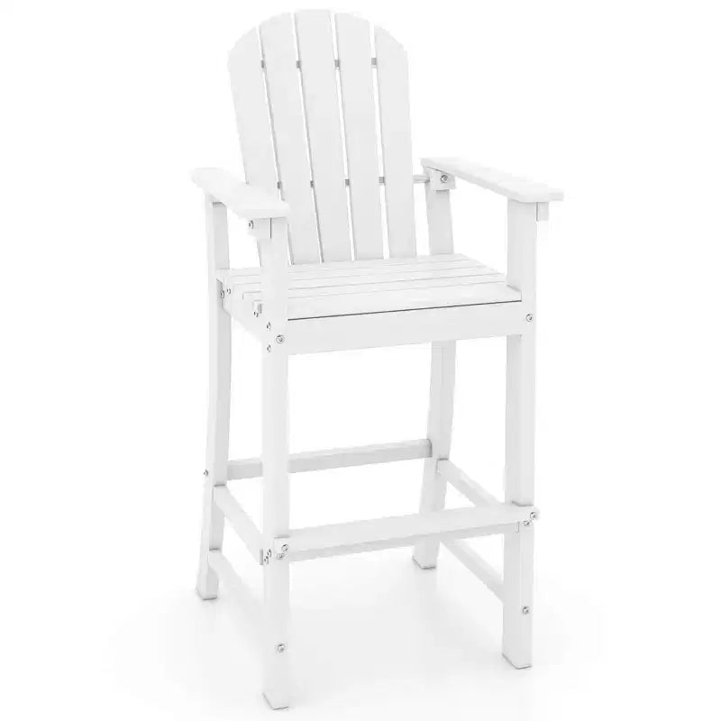 Costway Tabouret de bar d'extérieur en PEHD, Chaise haute de patio, Accoudoirs, Repose-pieds, Tous temps Bleu marine/Turquoise/Gris/Noir