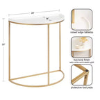 Table console demi-cercle Kate and Laurel Dorrah, 28x14x30, Blanc