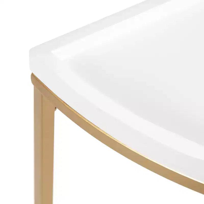 Table console demi-cercle Kate and Laurel Dorrah, 28x14x30, Blanc