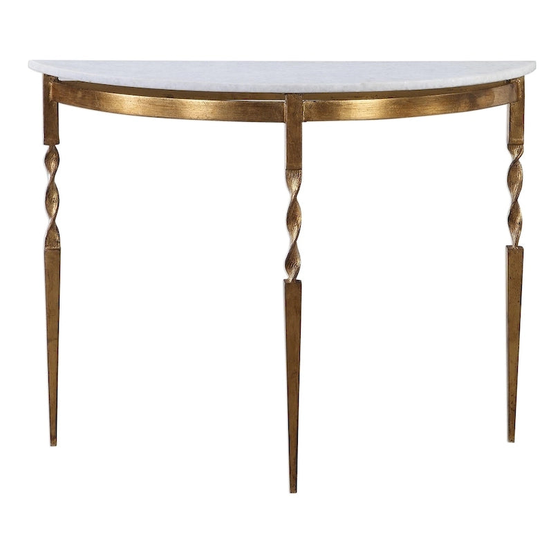Console de style demi-lune dorée