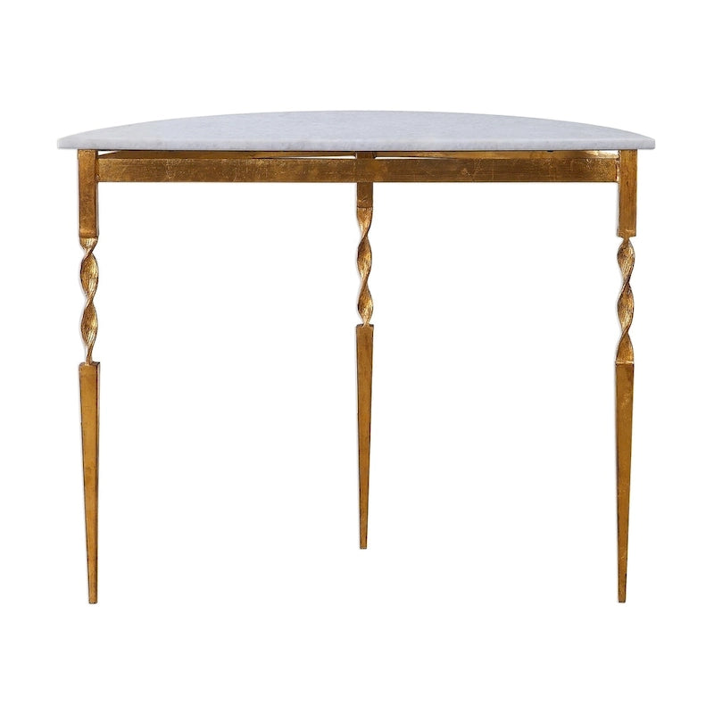 Console de style demi-lune dorée
