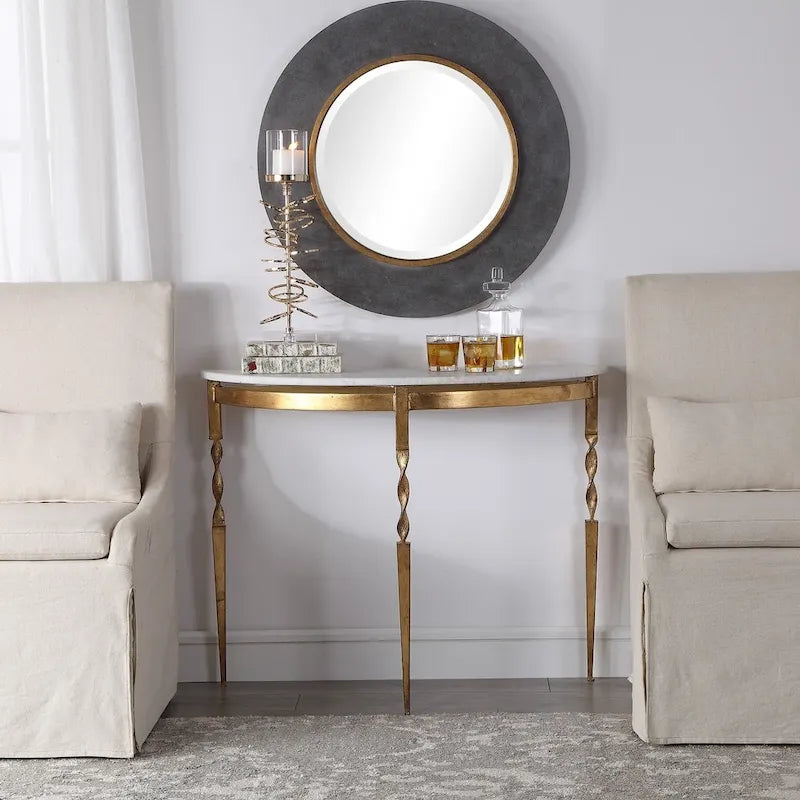 Console de style demi-lune dorée