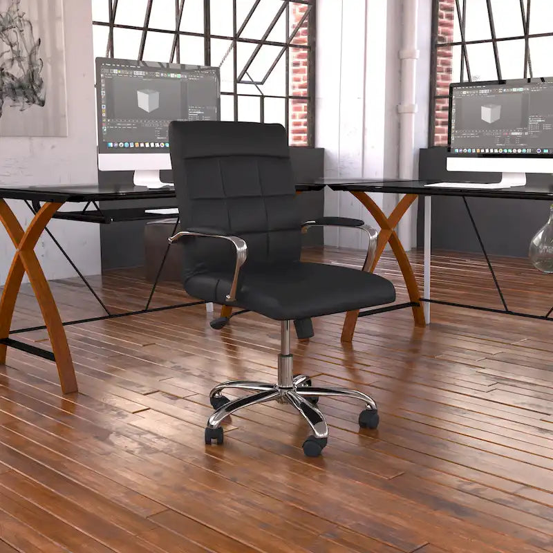 Mid-back Chrome/Vinyl Executive Swivel Office Chair